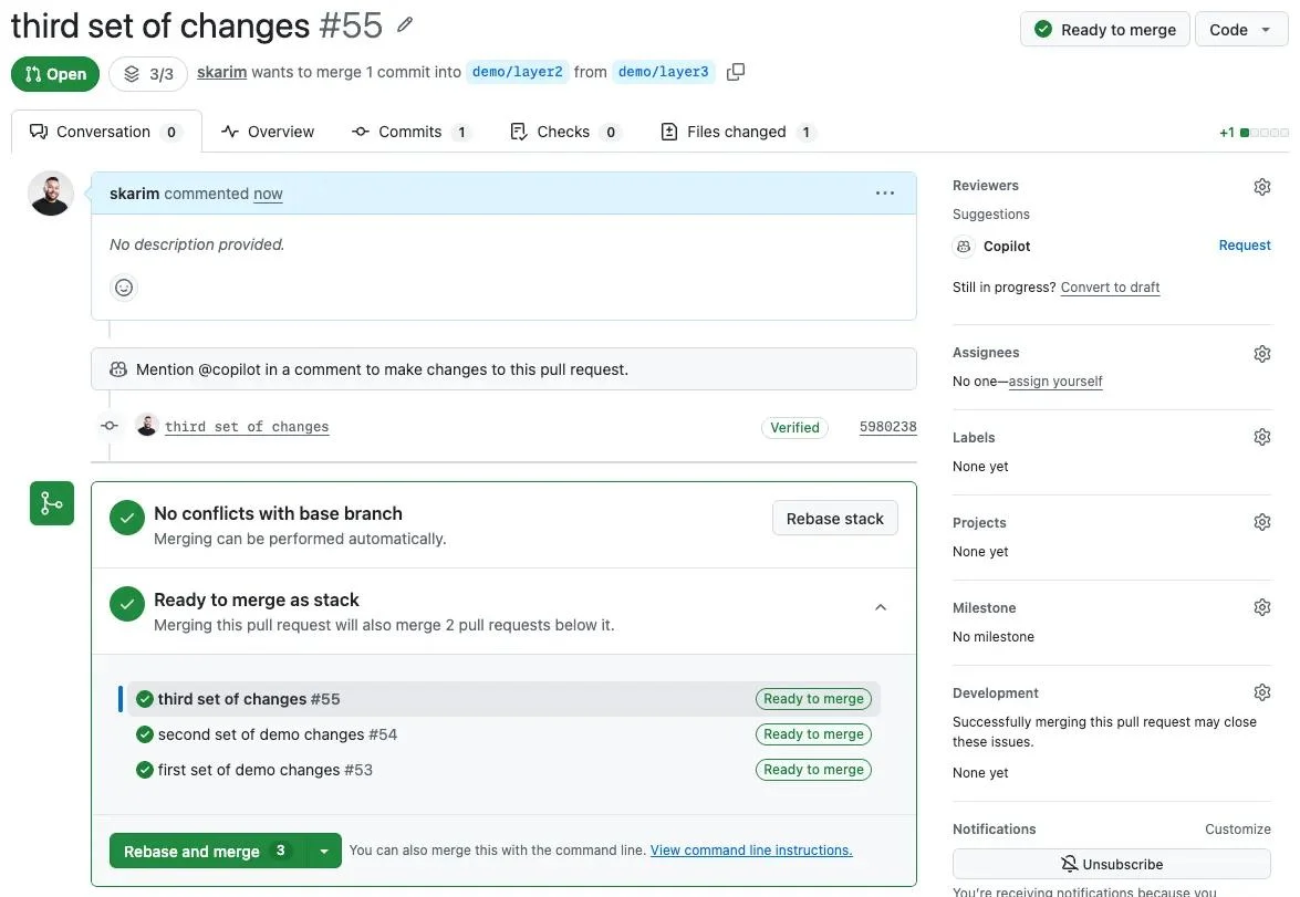Stacked PRs in the GitHub UI | GitHub Stacked PRs