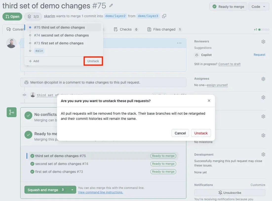 Stacked PRs in the GitHub UI | GitHub Stacked PRs