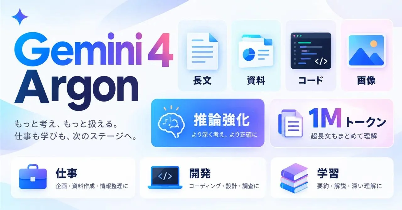 What is Gemini 4 Argon? What can it do? Differences from the previous model and recommended use cases｜AI-Bridge Lab