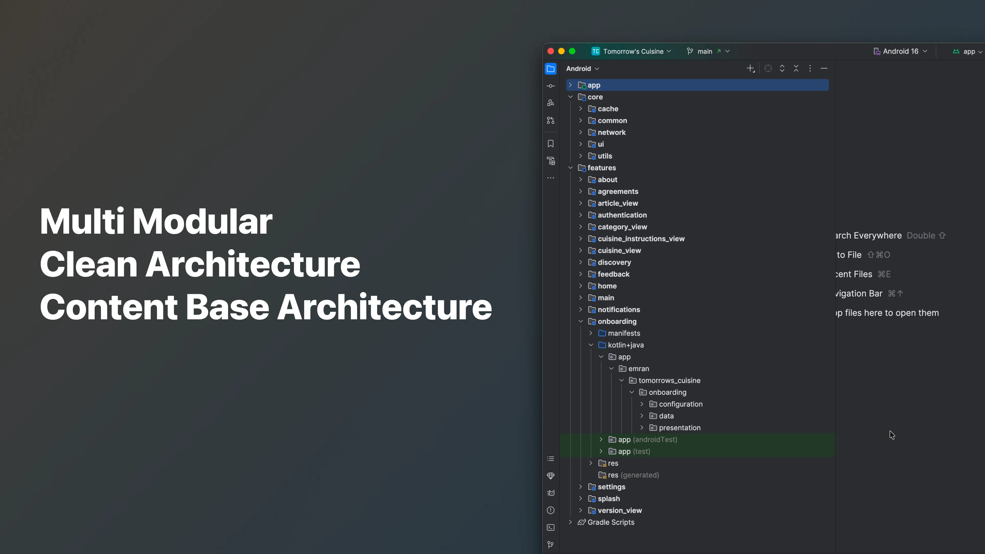 Structure of modular android application