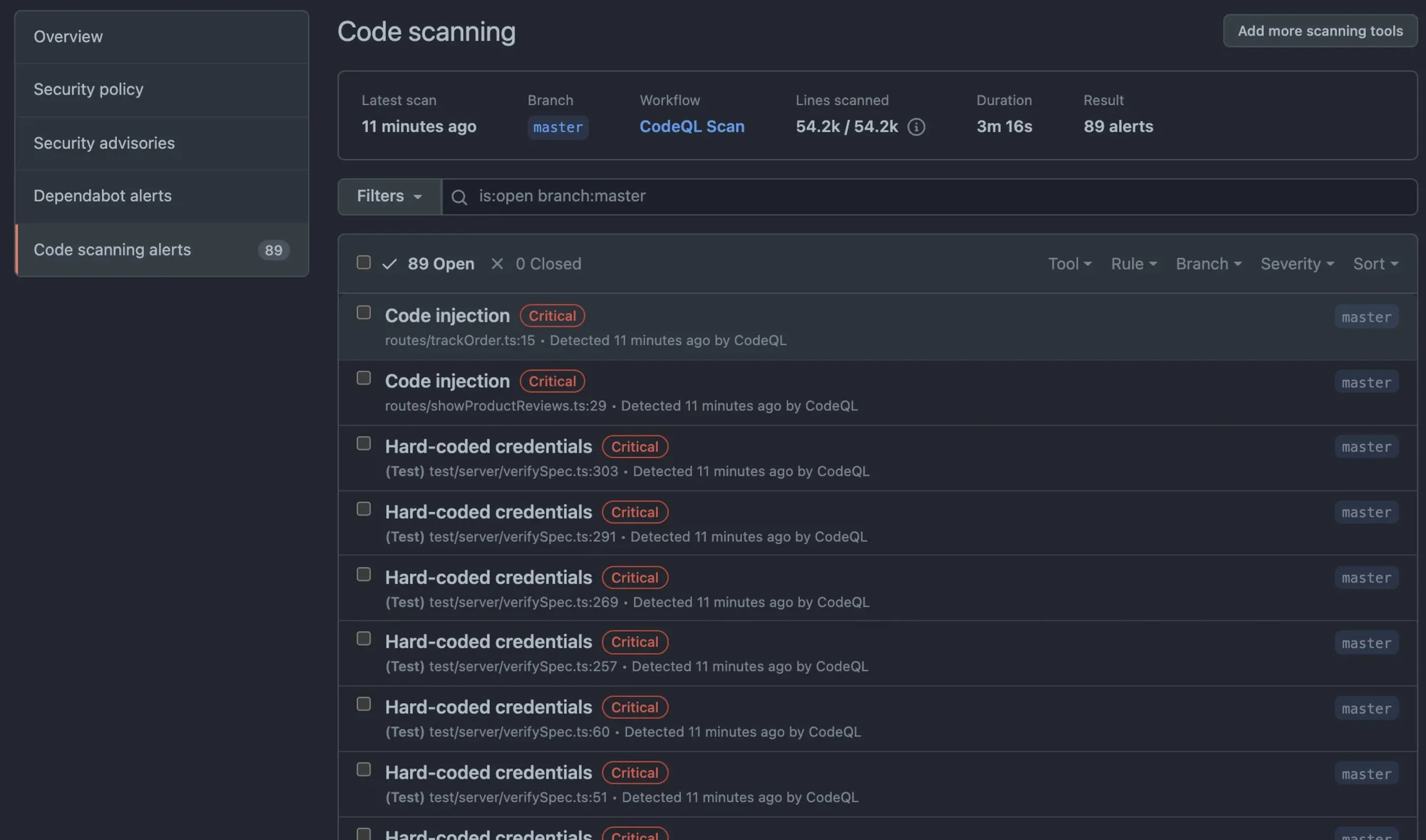 GitHub Security - DX Connectors