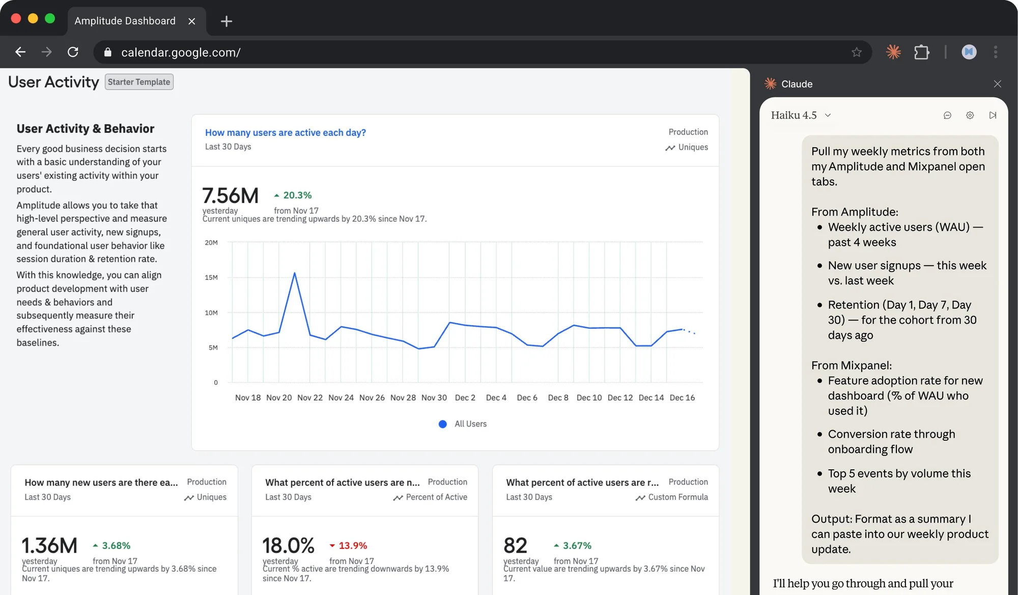 Pull metrics from analytics dashboards | Claude by Anthropic